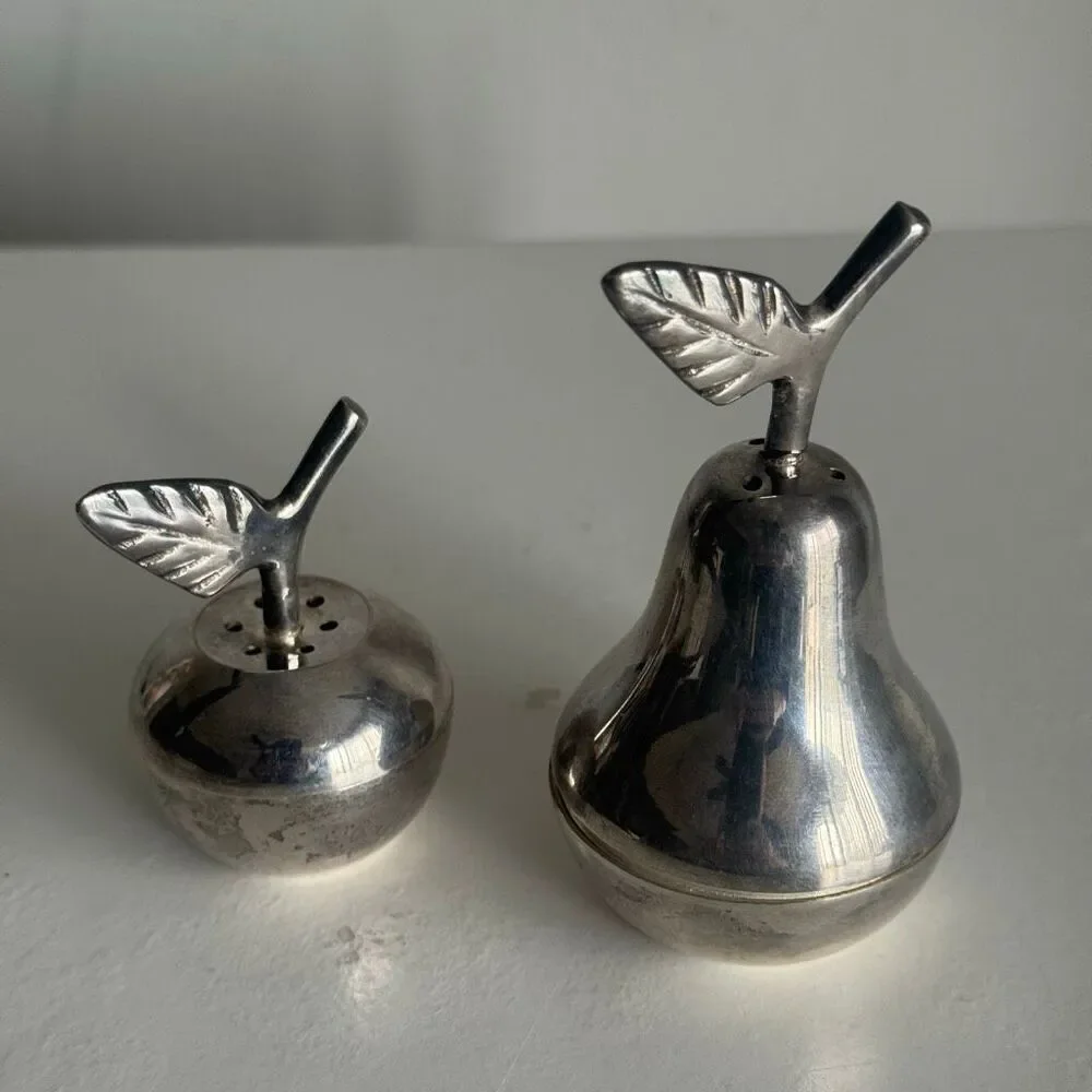 Vintage Silver Plated Apple & Pear Salt And Pepper Shakers